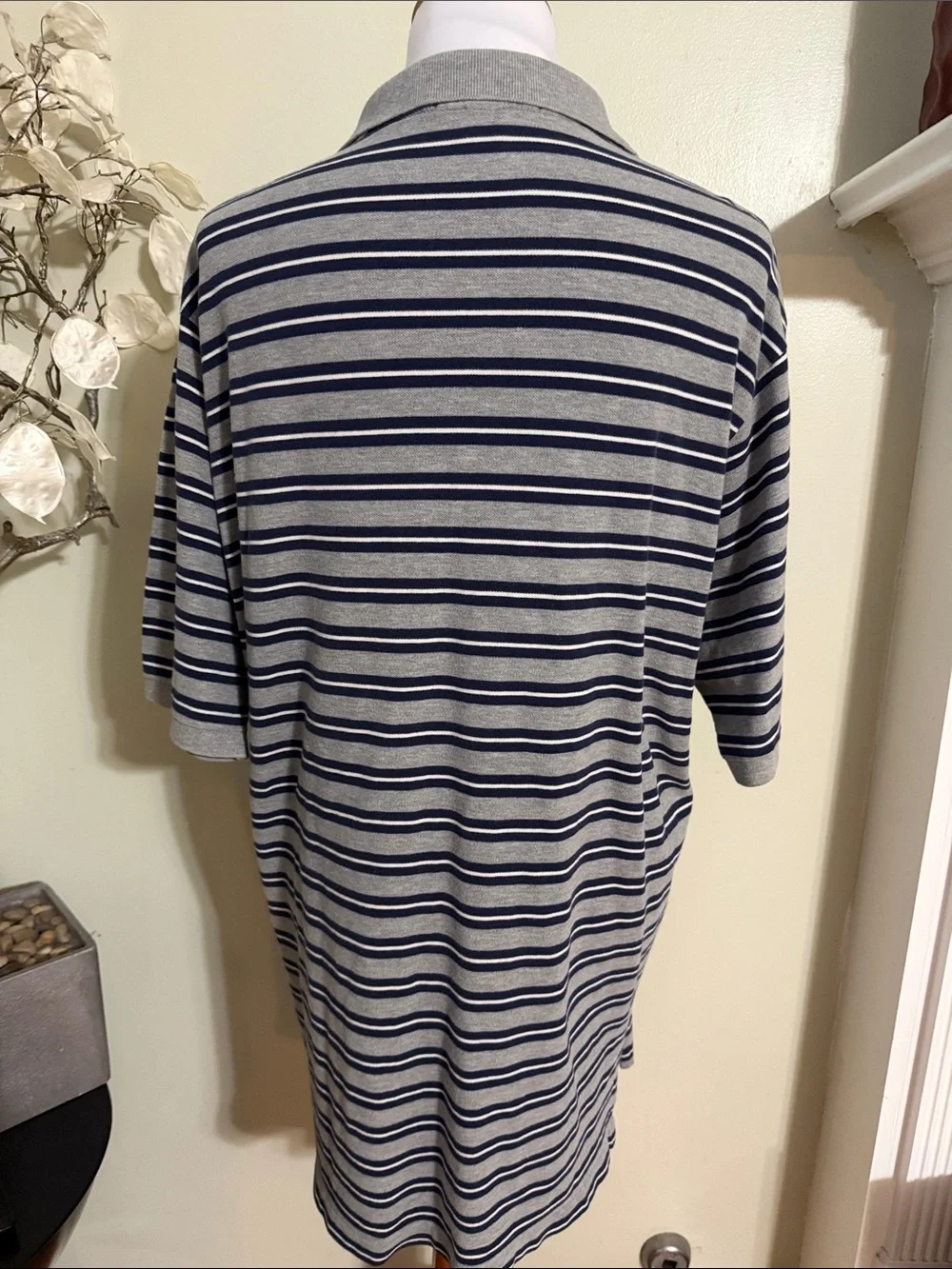 Ralph Lauren Grey and Navy Striped Polo